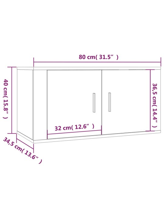 Nástěnná TV skříňka kouřový dub 80 x 34,5 x 40 cm