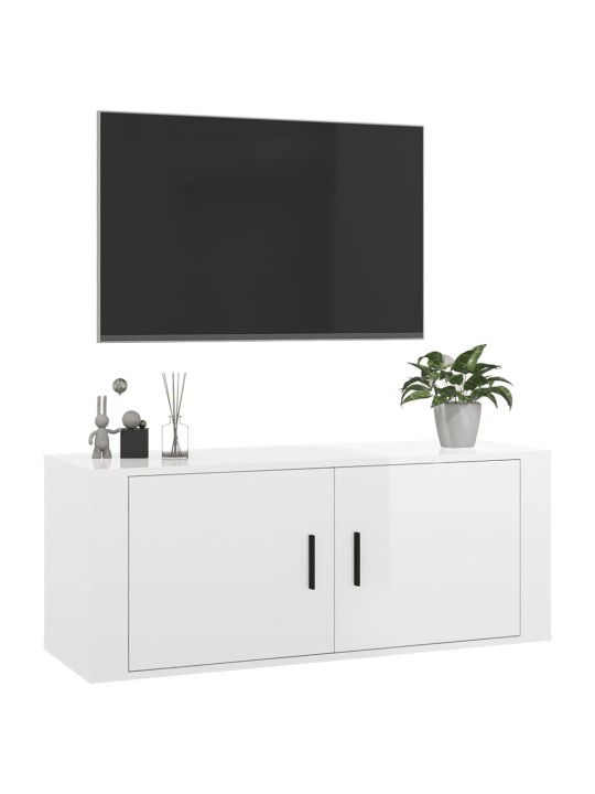 Nástěnná TV skříňka bílá s vysokým leskem 100x34,5x40 cm