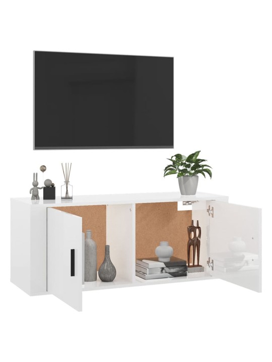 Nástěnná TV skříňka bílá s vysokým leskem 100x34,5x40 cm