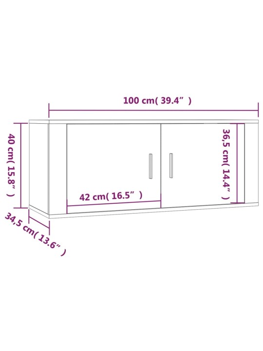 Nástěnná TV skříňka bílá s vysokým leskem 100x34,5x40 cm