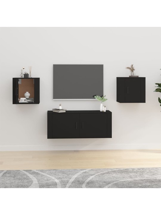 Nástěnné TV skříňky 2 ks černé 40 x 34,5 x 40 cm