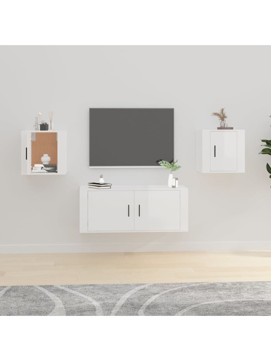 Nástěnné TV skříňky 2 ks bílé s vysokým leskem 40x34,5x40 cm