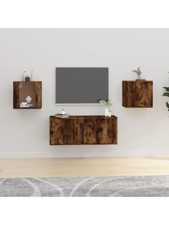 Nástěnné TV skříňky 2 ks kouřový dub 40 x 34,5 x 40 cm