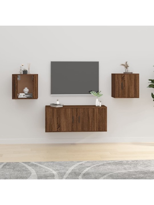 Nástěnné TV skříňky 2 ks hnědý dub 40 x 34,5 x 40 cm
