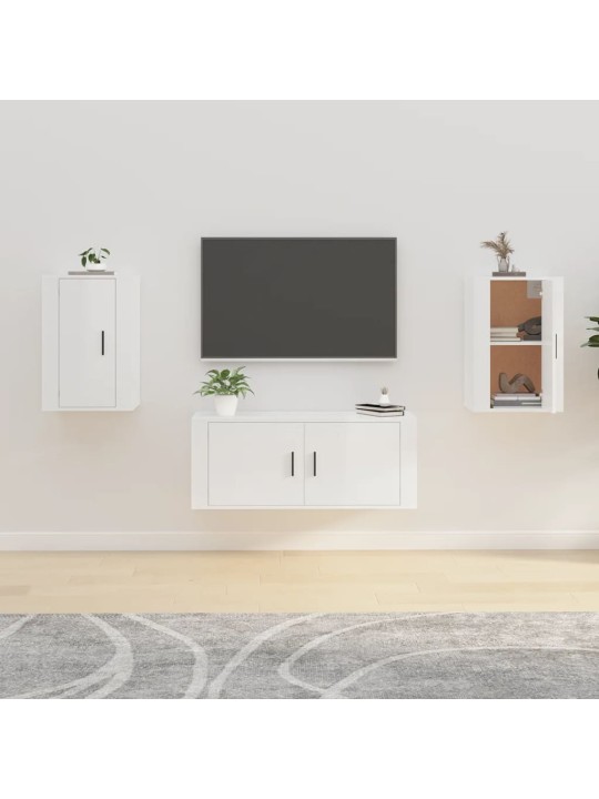 Nástěnné TV skříňky 2 ks bílé s vysokým leskem 40x34,5x60 cm