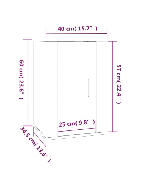 Nástěnné TV skříňky 2 ks dub sonoma 40 x 34,5 x 60 cm