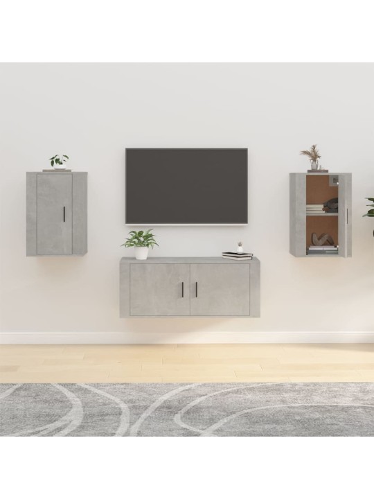 Nástěnné TV skříňky 2 ks betonově šedé 40 x 34,5 x 60 cm