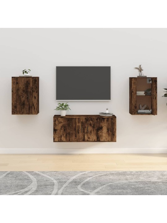 Nástěnné TV skříňky 2 ks kouřový dub 40 x 34,5 x 60 cm