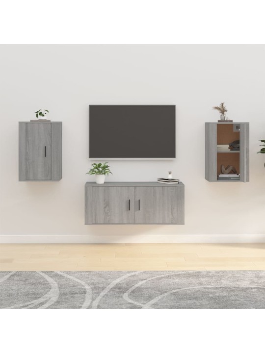Nástěnné TV skříňky 2 ks šedé sonoma 40 x 34,5 x 60 cm