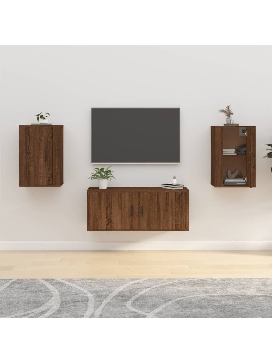Nástěnné TV skříňky 2 ks hnědý dub 40 x 34,5 x 60 cm