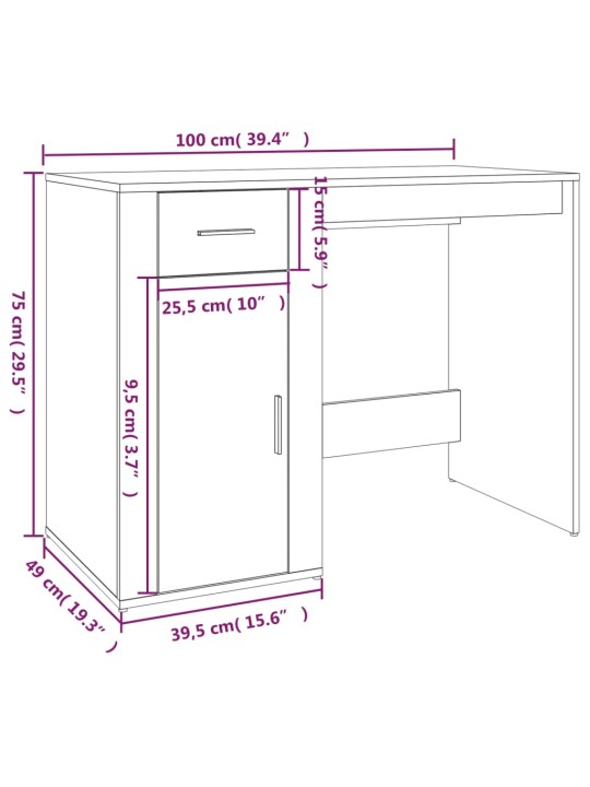 Psací stůl bílý 100 x 49 x 75 cm kompozitní dřevo