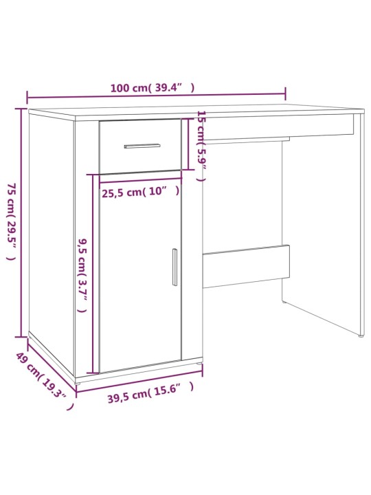 Psací stůl hnědý dub 100 x 49 x 75 cm kompozitní dřevo