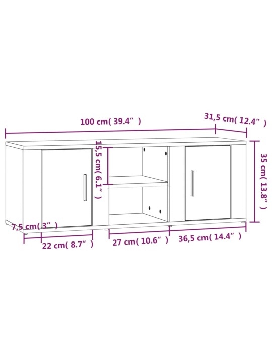 TV skříňka bílá 100x31,5x35 cm kompozitní dřevo