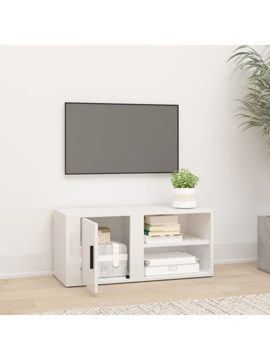 TV skříňka bílá s vysokým leskem 80x31,5x36 cm kompozitní dřevo
