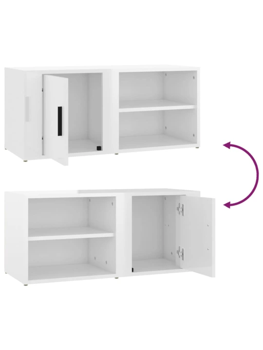 TV skříňka bílá s vysokým leskem 80x31,5x36 cm kompozitní dřevo