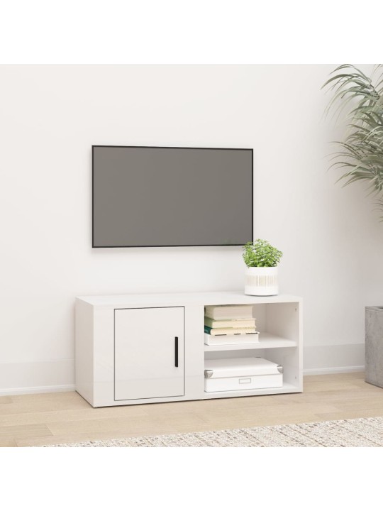 TV skříňka bílá s vysokým leskem 80x31,5x36 cm kompozitní dřevo