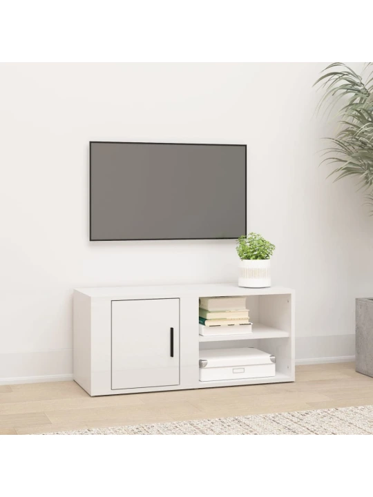 TV skříňka bílá s vysokým leskem 80x31,5x36 cm kompozitní dřevo