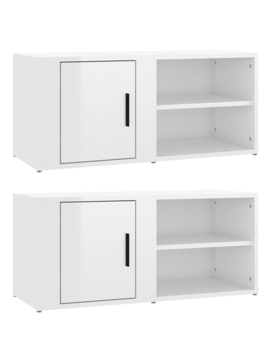 TV skříňky 2 ks bílé vysoký lesk 80x31,5x36 cm kompozitní dřevo
