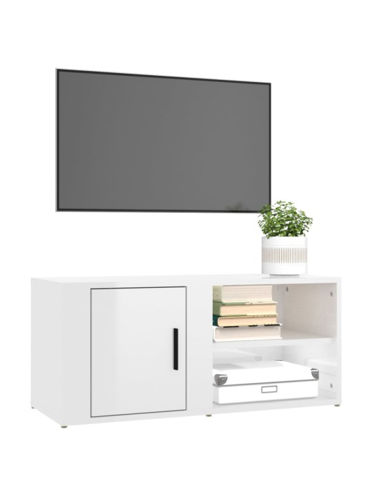 TV skříňky 2 ks bílé vysoký lesk 80x31,5x36 cm kompozitní dřevo