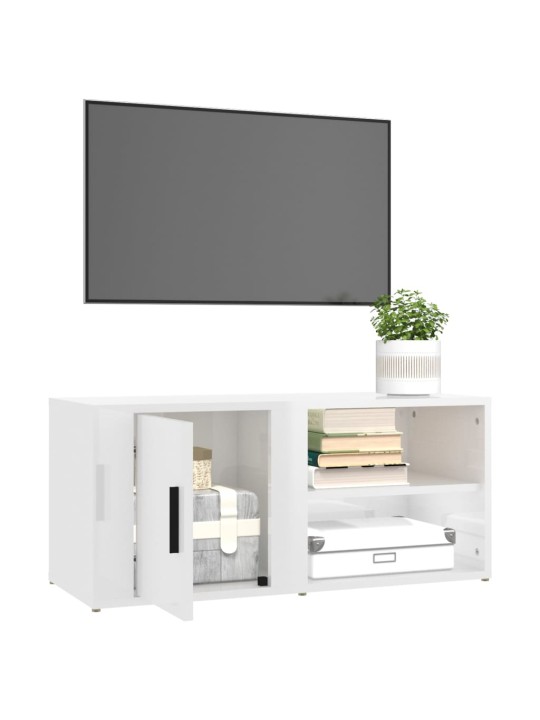 TV skříňky 2 ks bílé vysoký lesk 80x31,5x36 cm kompozitní dřevo