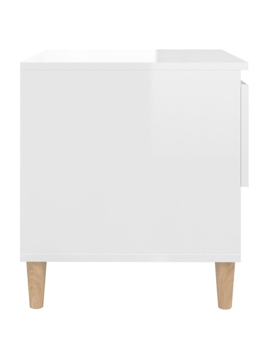 Noční stolek bílý s vysokým leskem 50x46x50 cm kompozitní dřevo