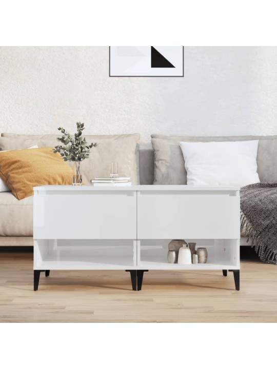 Odkládací stolky 2 ks lesklé bílé 50x46x50 cm kompozitní dřevo