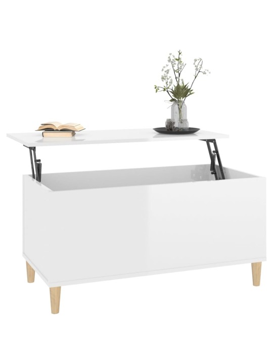 Konferenční stolek lesklý bílý 90x44,5x45 cm kompozitní dřevo