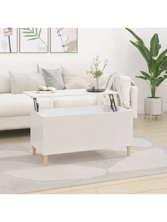 Konferenční stolek lesklý bílý 90x44,5x45 cm kompozitní dřevo