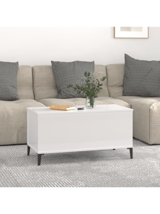 Konferenční stolek lesklý bílý 90x44,5x45 cm kompozitní dřevo