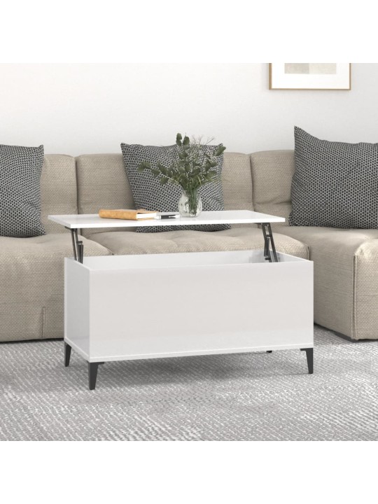 Konferenční stolek lesklý bílý 90x44,5x45 cm kompozitní dřevo