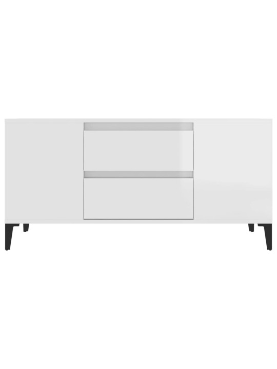 TV skříňka bílá vysoký lesk 102 x 44,5 x 50 cm kompozitní dřevo