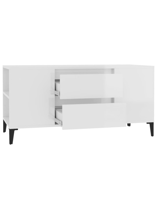 TV skříňka bílá vysoký lesk 102 x 44,5 x 50 cm kompozitní dřevo