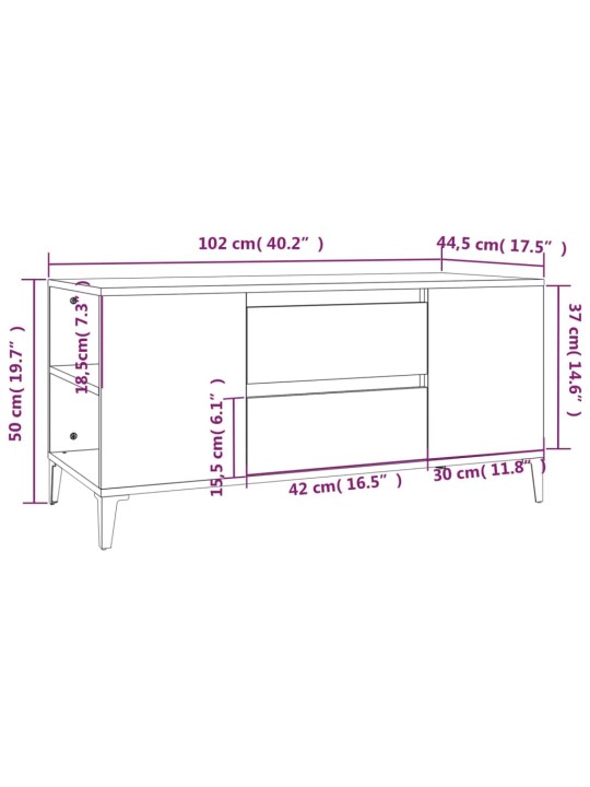 TV skříňka hnědý dub 102x44,5x50 cm kompozitní dřevo