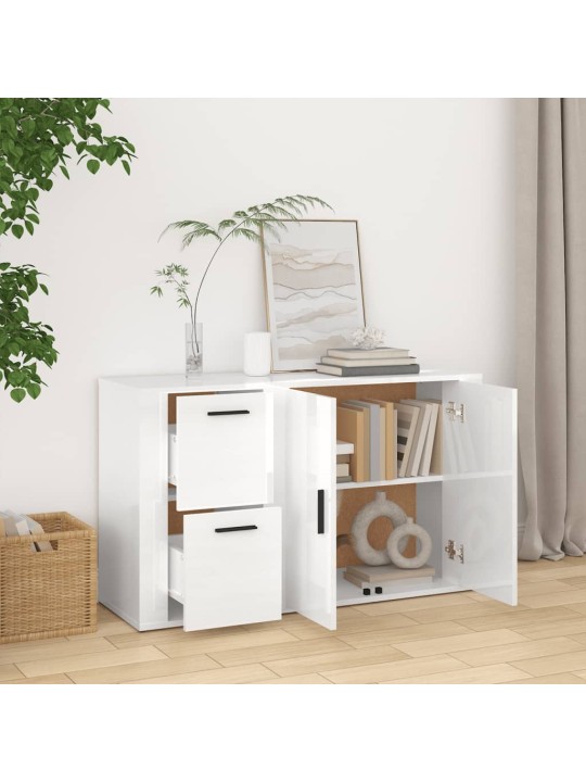Příborník bílý s vysokým leskem 100x33x59,5 cm kompozitní dřevo