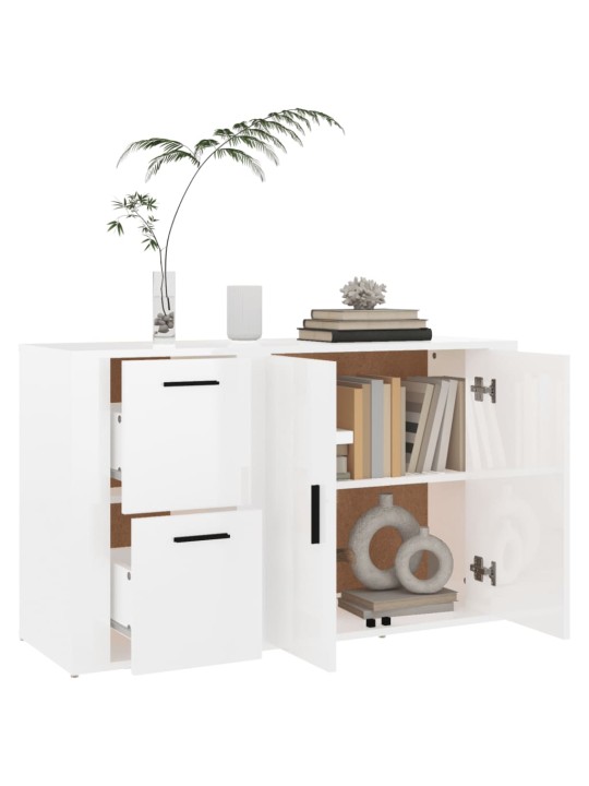 Příborník bílý s vysokým leskem 100x33x59,5 cm kompozitní dřevo