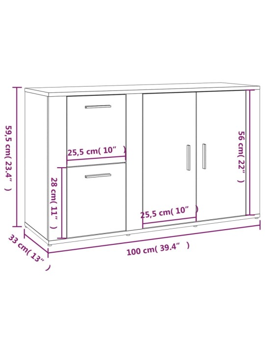 Příborník bílý s vysokým leskem 100x33x59,5 cm kompozitní dřevo
