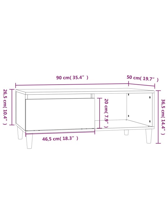 Konferenční stolek kouřový dub 90x50x36,5 cm kompozitní dřevo