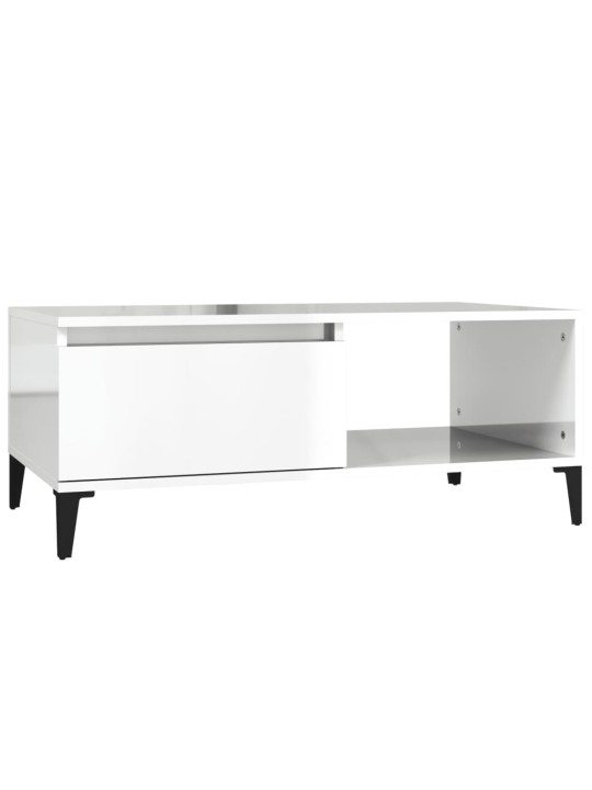 Konferenční stolek bílý s leskem 90x50x36,5 cm kompozitní dřevo