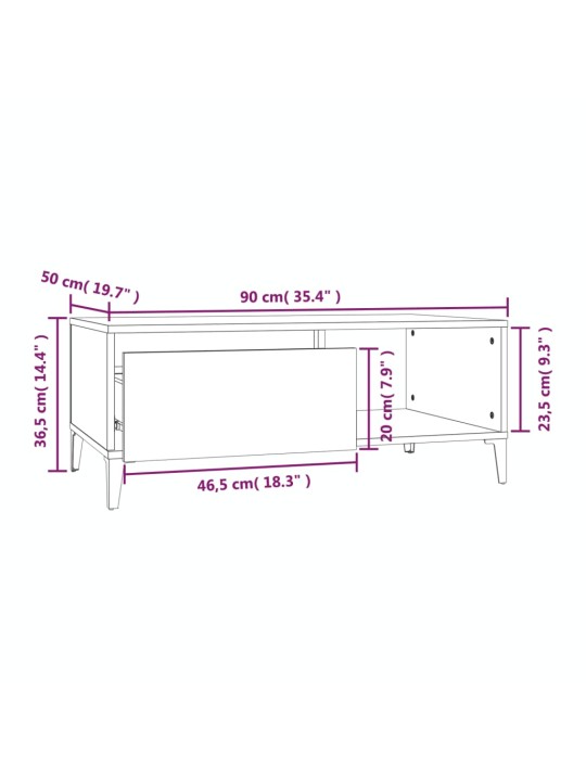 Konferenční stolek bílý s leskem 90x50x36,5 cm kompozitní dřevo