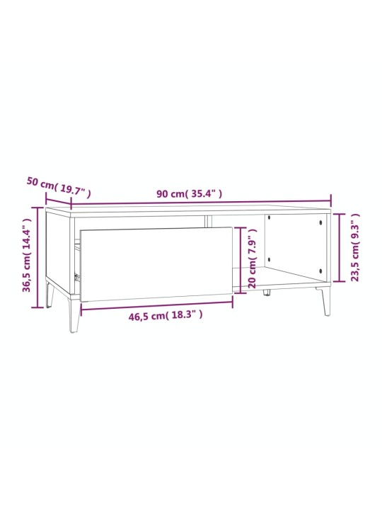 Konferenční stolek betonově šedý 90x50x36,5 cm kompozitní dřevo