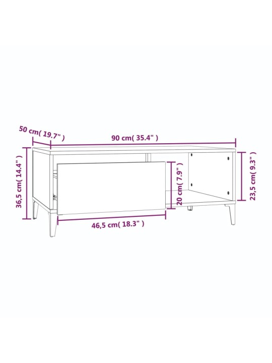 Konferenční stolek kouřový dub 90x50x36,5 cm kompozitní dřevo
