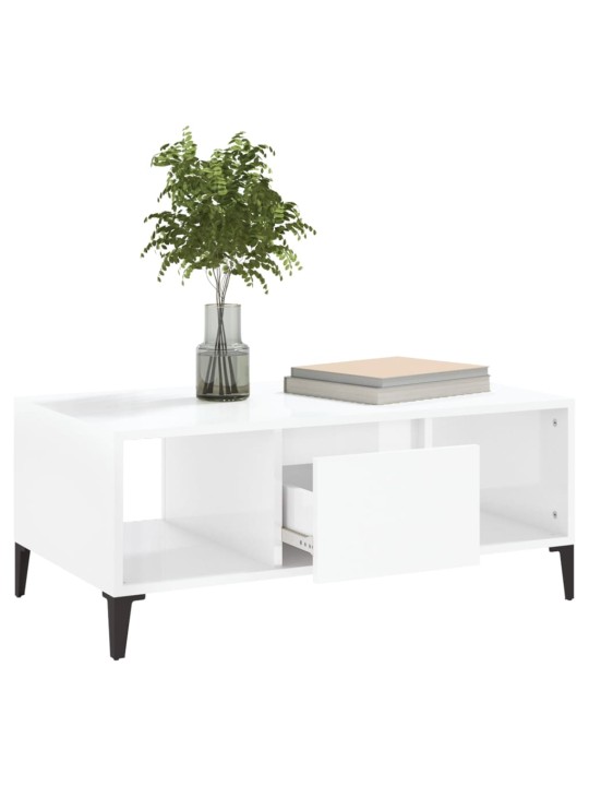 Konferenční stolek bílý s leskem 90x50x36,5 cm kompozitní dřevo