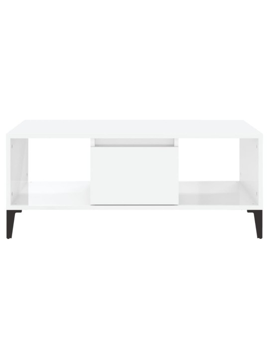 Konferenční stolek bílý s leskem 90x50x36,5 cm kompozitní dřevo