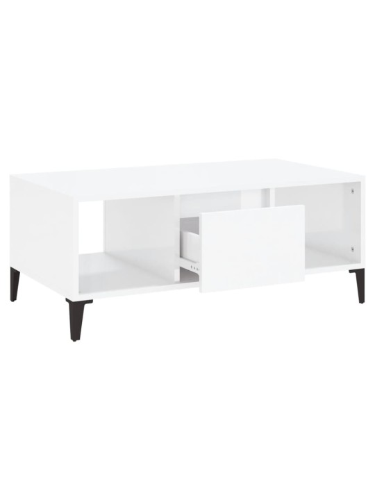 Konferenční stolek bílý s leskem 90x50x36,5 cm kompozitní dřevo