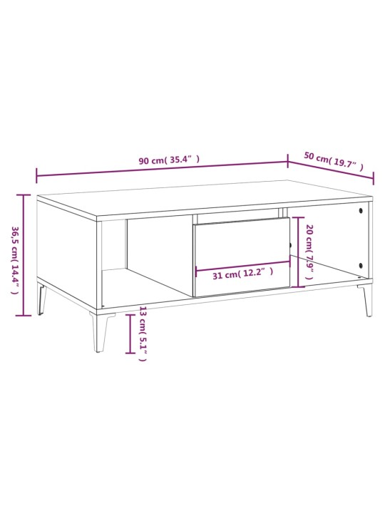 Konferenční stolek dub sonoma 90x50x36,5 cm kompozitní dřevo