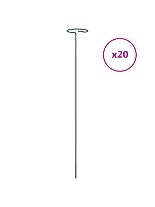Tyčky k rostlinám 20 ks tmavě zelené 40 cm ocel