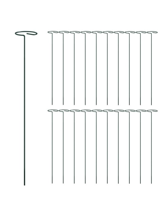 Tyčky k rostlinám 20 ks tmavě zelené 40 cm ocel