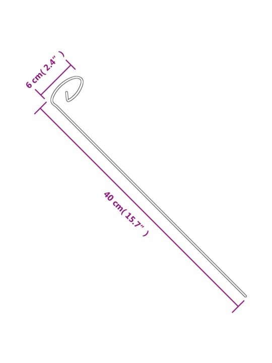 Tyčky k rostlinám 20 ks tmavě zelené 40 cm ocel