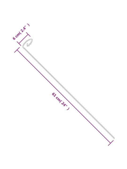 Tyčky k rostlinám 20 ks tmavě zelené 61 cm ocel
