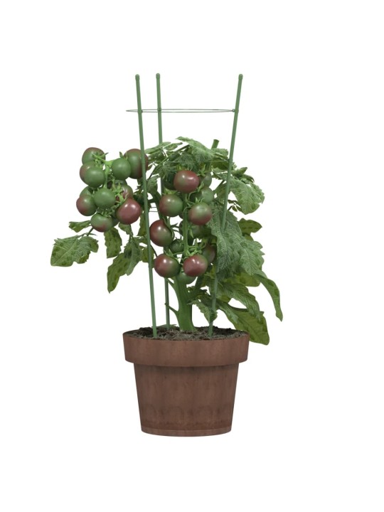 Opory pro zahradní rostliny se 3 kroužky 5 ks zelené 45 cm ocel